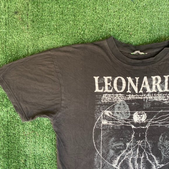 Vintage Y2K Leonardo Da Vinci Shirt Artist Vitruvian Punk Tee - Picture 2 of 5